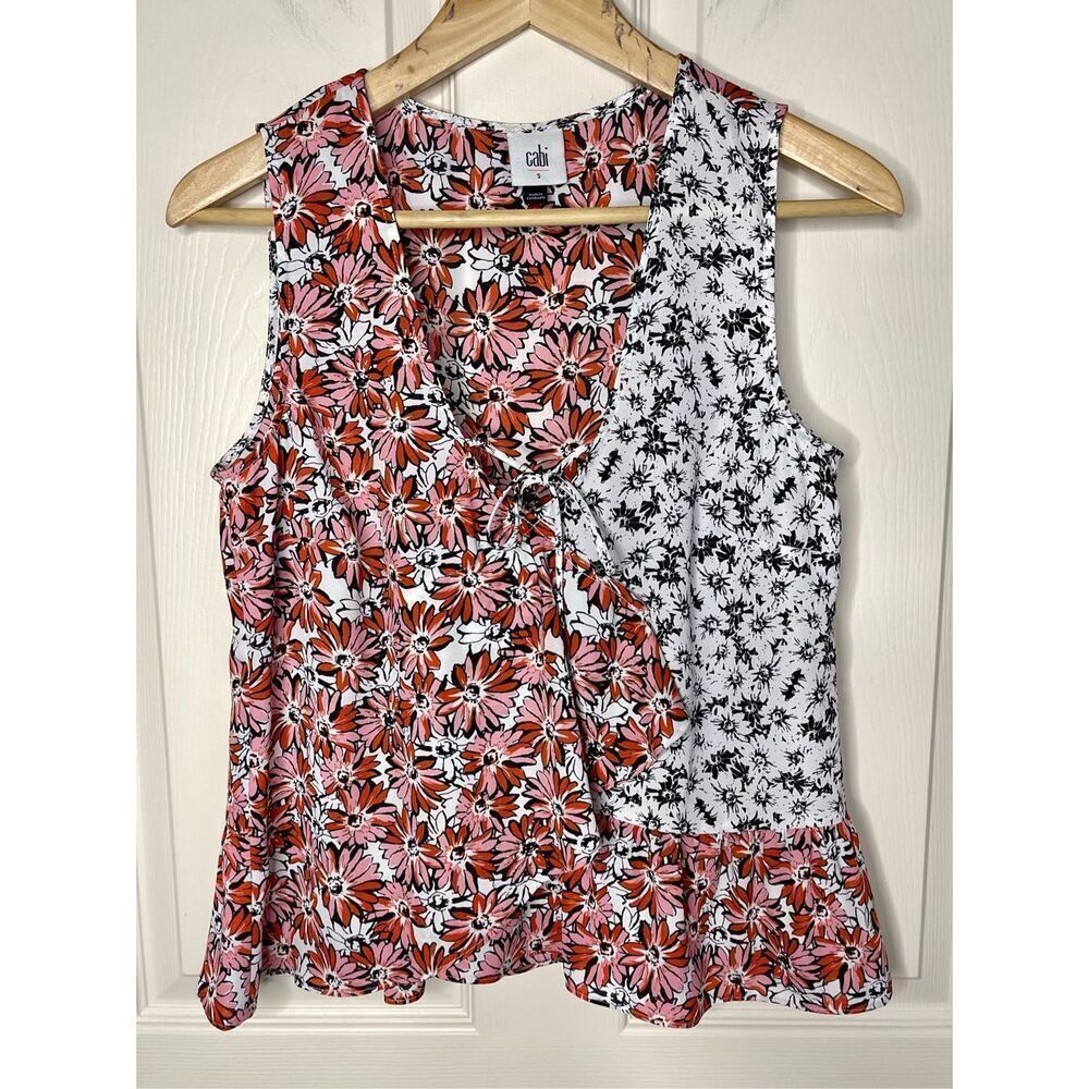 CAbi #5730 Seraphina Floral Faux Wrap Sleeveless Blouse - Small - Picture 3 of 10